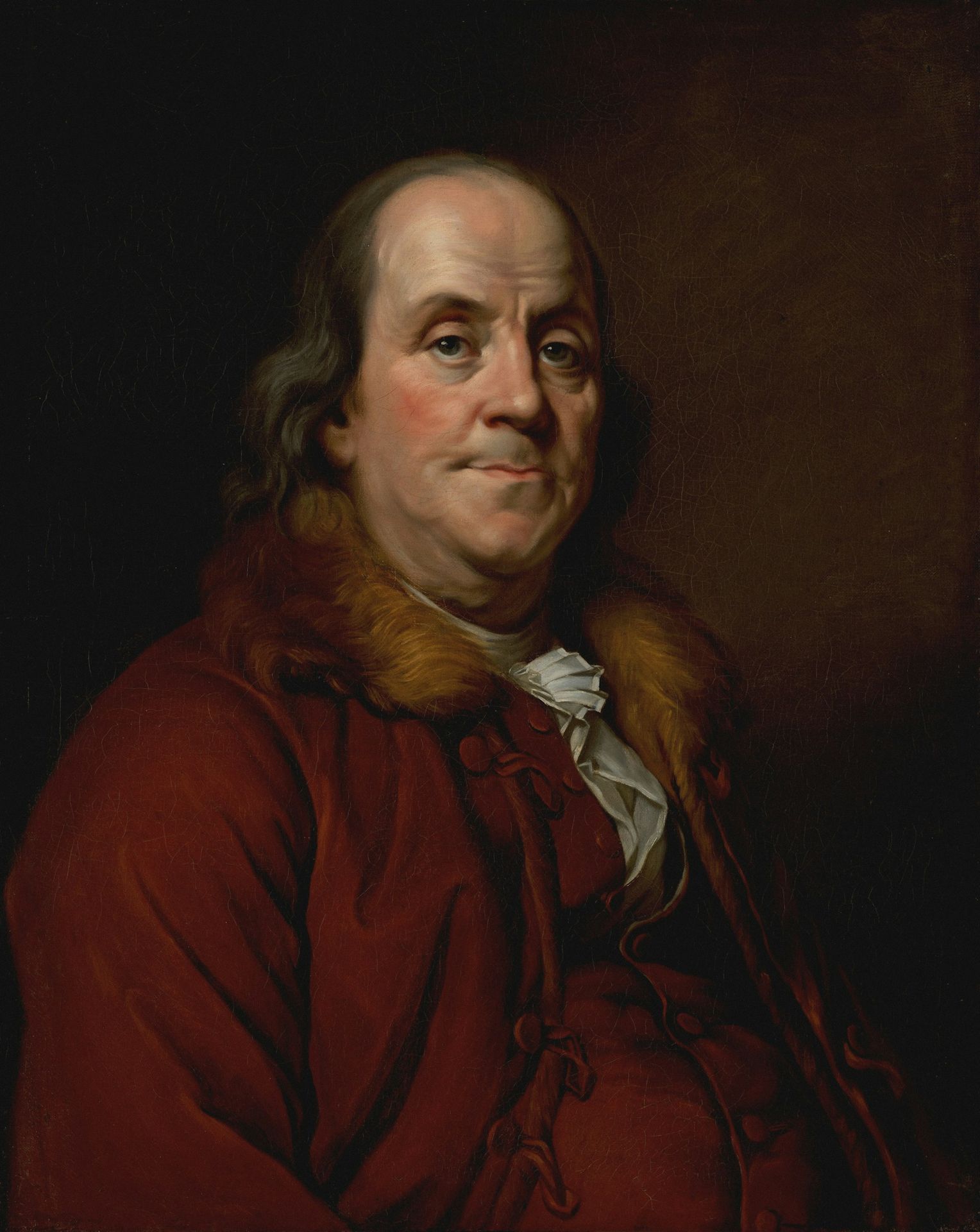 a painting of a man in a red coat